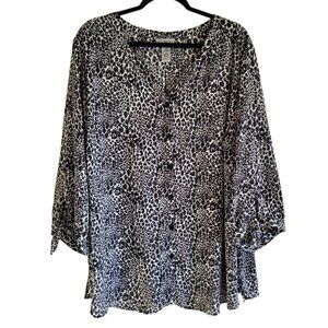 2 for $30 Catherine's‎ Animal Print Top Women's 3X Black White Button Up